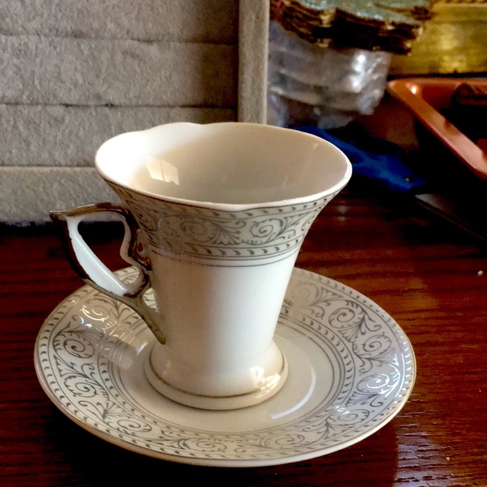 Porcelain tea cup and saucer